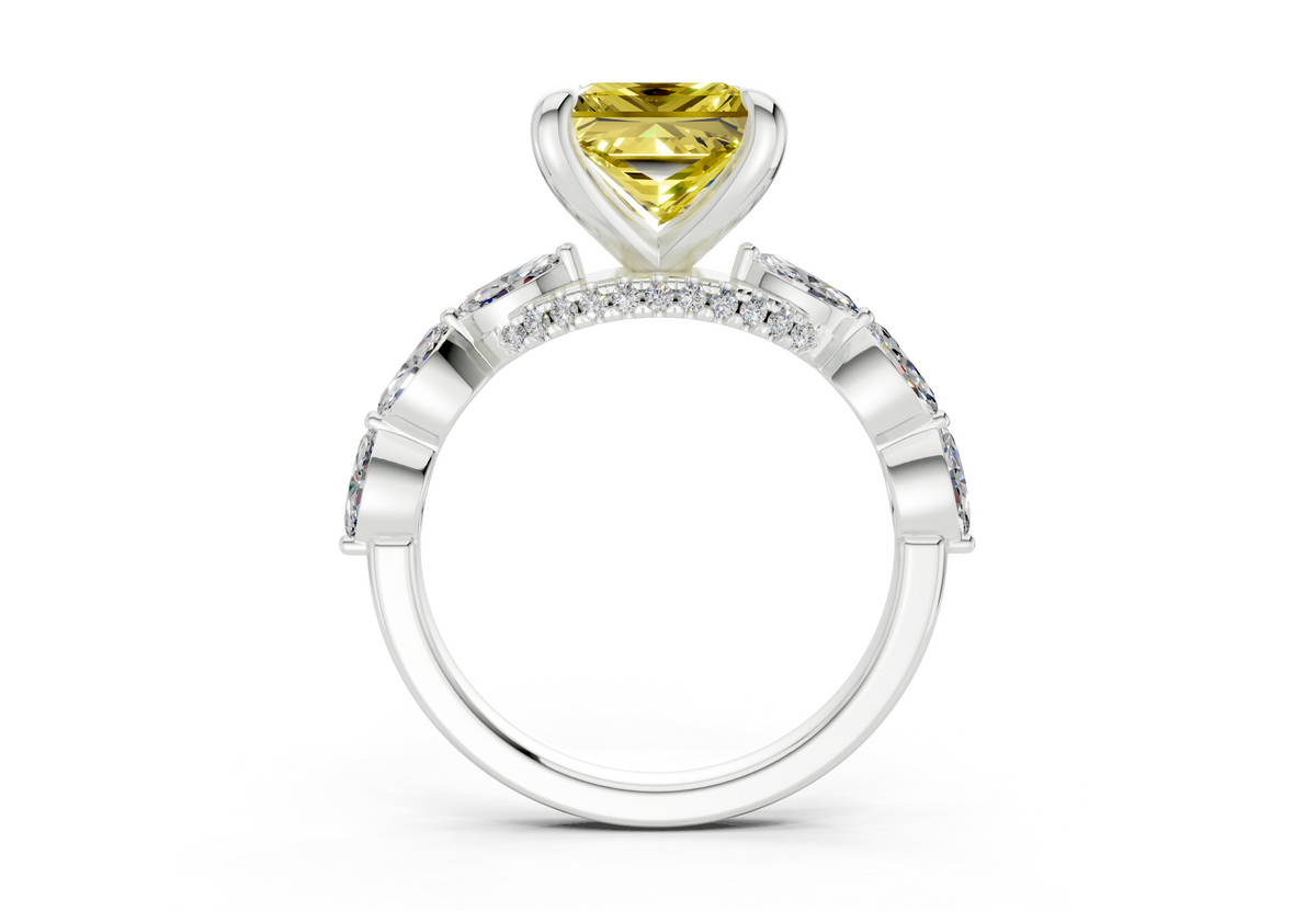 Liana Yellow Diamond Accent Princess Cut 2mm Engagement Ring