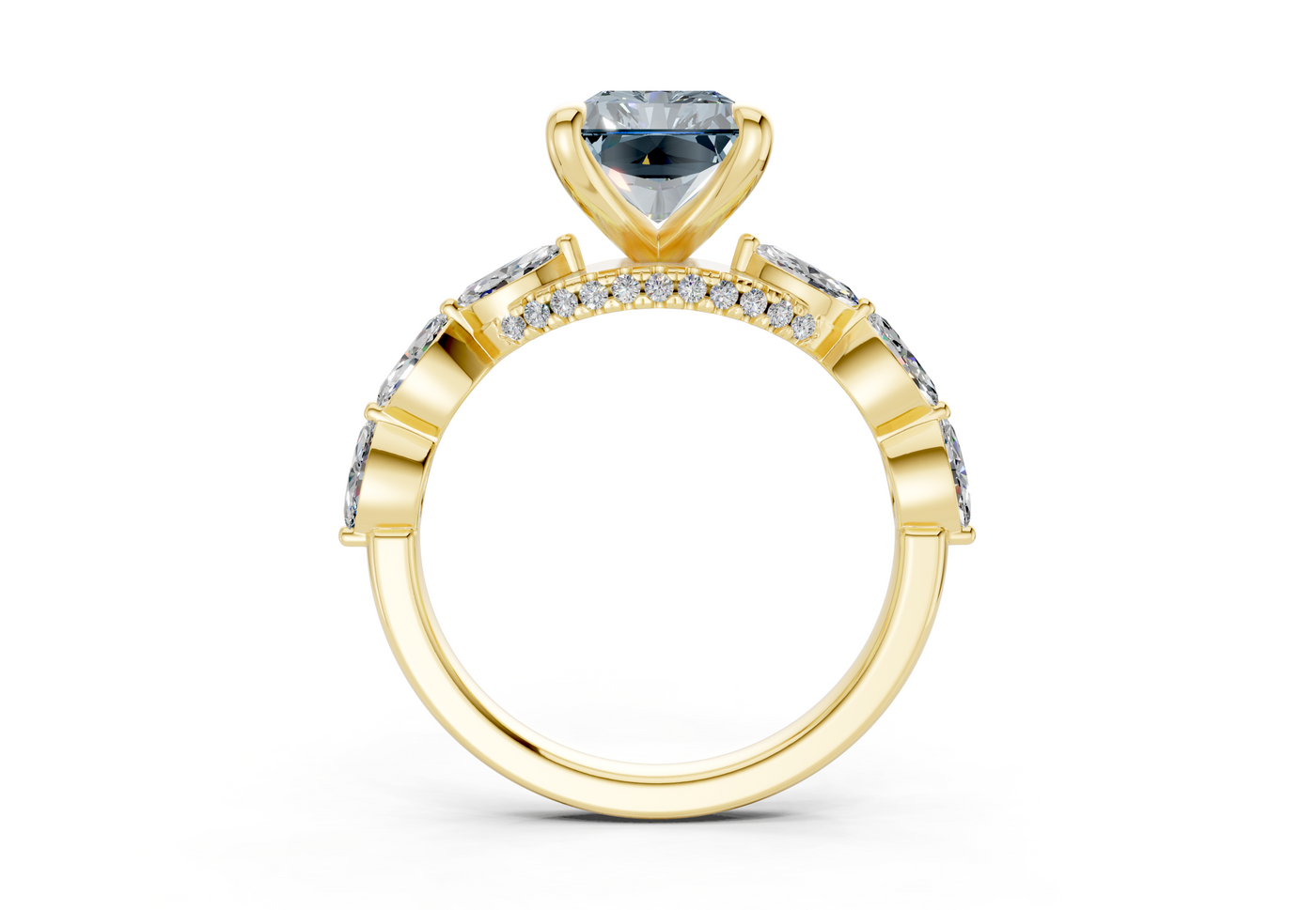Liana Blue Diamond Accent Radiant Cut 2mm Engagement Ring