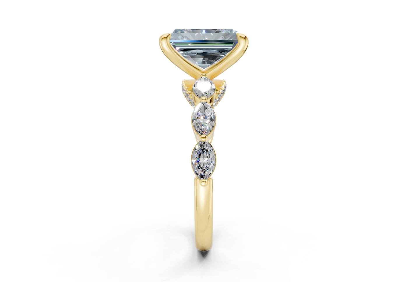 Liana Blue Diamond Accent Radiant Cut 2mm Engagement Ring
