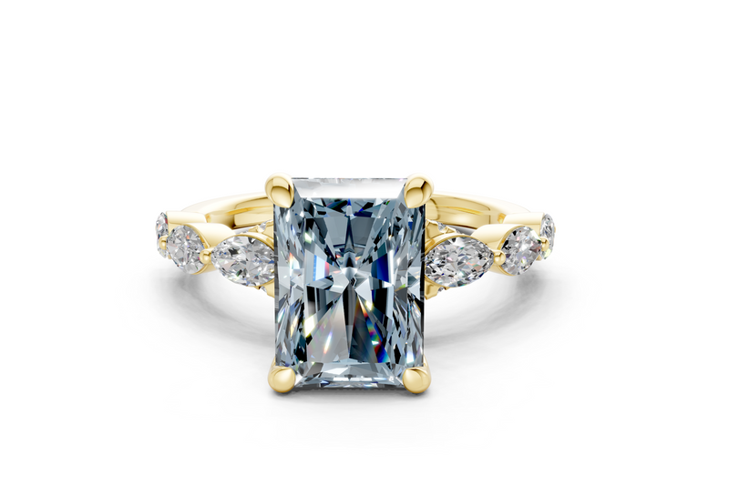 Liana Blue Diamond Accent Radiant Cut 2mm Engagement Ring