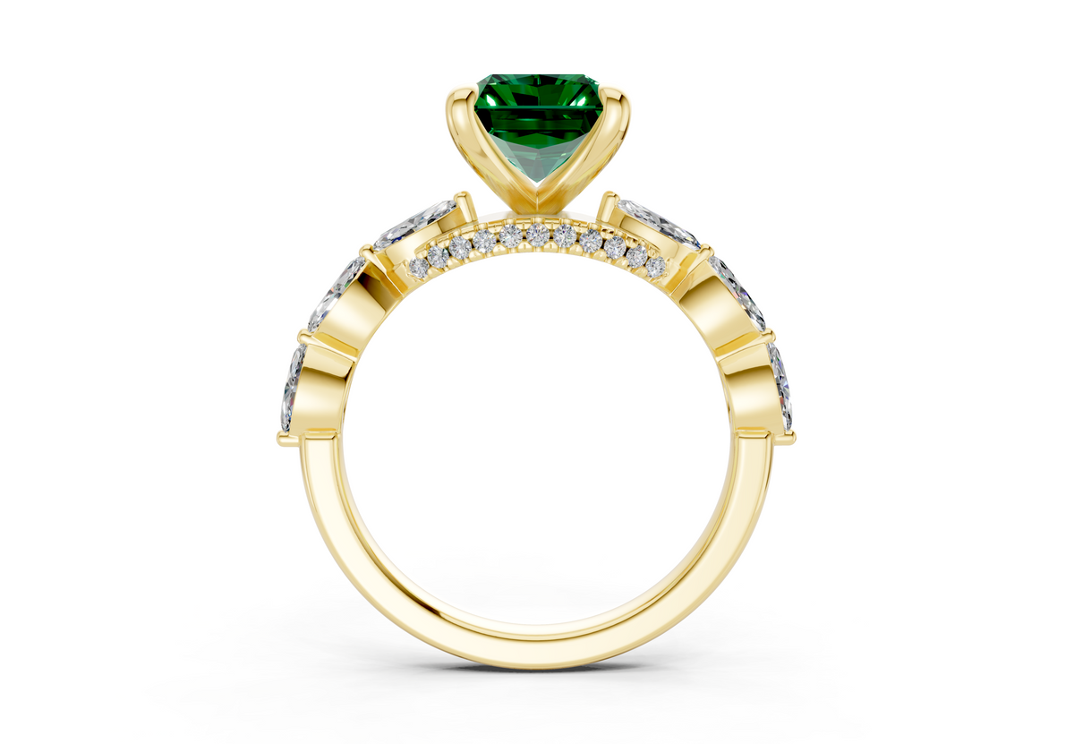 Liana Emerald Gemstone Accent Radiant Cut 2mm Engagement Ring