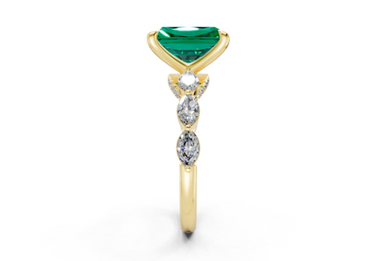 Liana Emerald Gemstone Accent Radiant Cut 2mm Engagement Ring