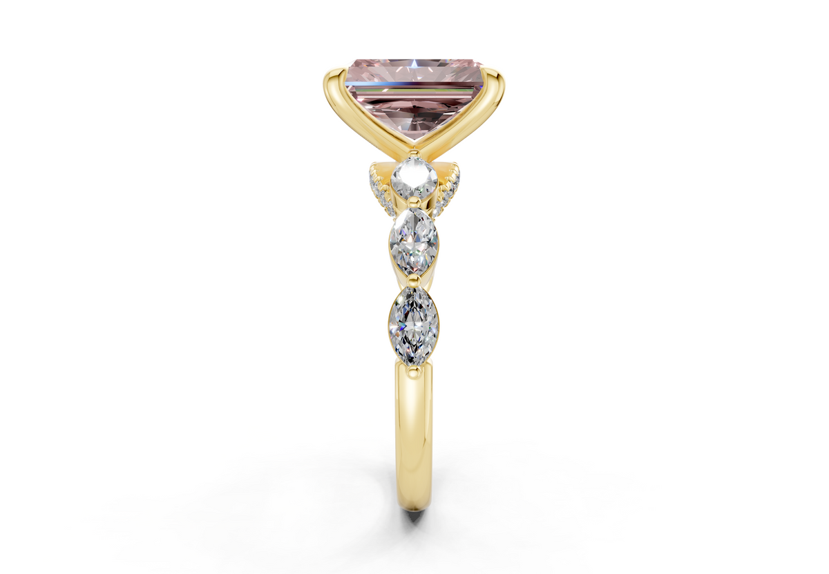 Liana Pink Diamond Accent Radiant Cut 2mm Engagement Ring