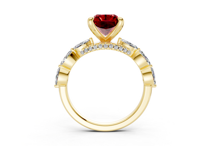 Liana Ruby Gemstone Accent Radiant Cut 2mm Engagement Ring
