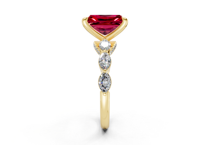 Liana Ruby Gemstone Accent Radiant Cut 2mm Engagement Ring