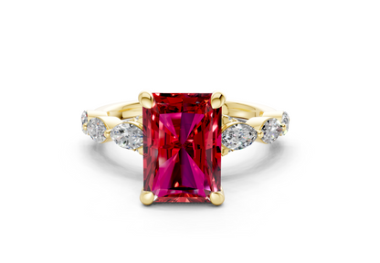 Liana Ruby Gemstone Accent Radiant Cut 2mm Engagement Ring