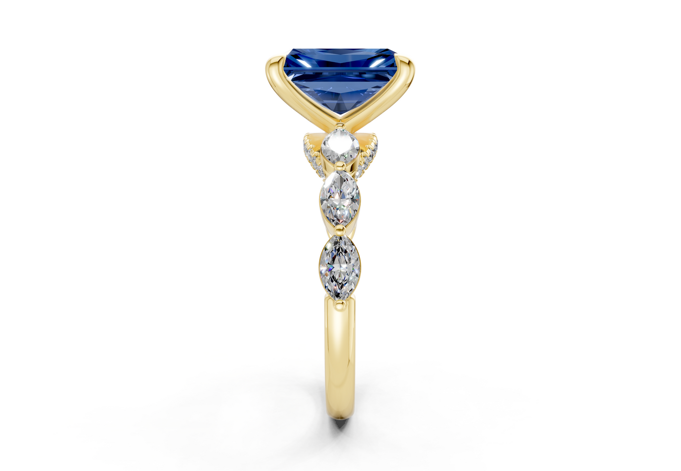 Liana Sapphire Gemstone Accent Radiant Cut 2mm Engagement Ring