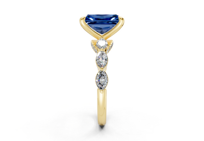 Liana Sapphire Gemstone Accent Radiant Cut 2mm Engagement Ring