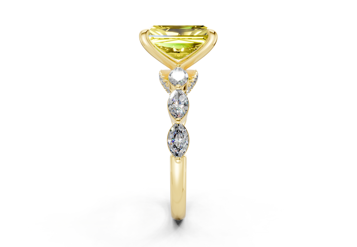 Liana Yellow Diamond Accent Radiant Cut 2mm Engagement Ring