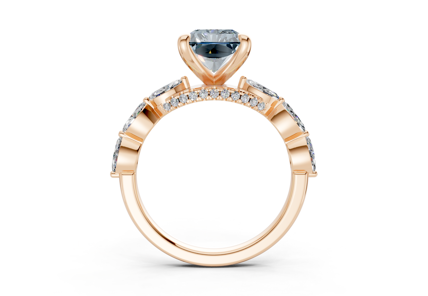 Liana Blue Diamond Accent Radiant Cut 2mm Engagement Ring