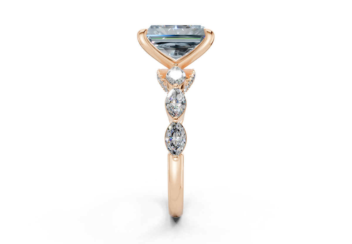 Liana Blue Diamond Accent Radiant Cut 2mm Engagement Ring