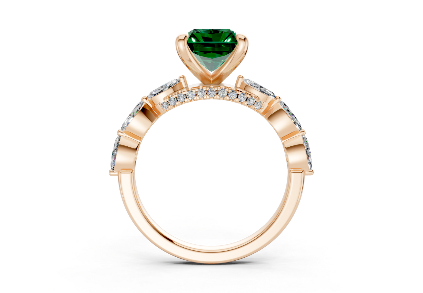 Liana Emerald Gemstone Accent Radiant Cut 2mm Engagement Ring