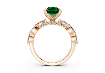 Liana Emerald Gemstone Accent Radiant Cut 2mm Engagement Ring