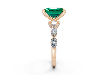 Liana Emerald Gemstone Accent Radiant Cut 2mm Engagement Ring