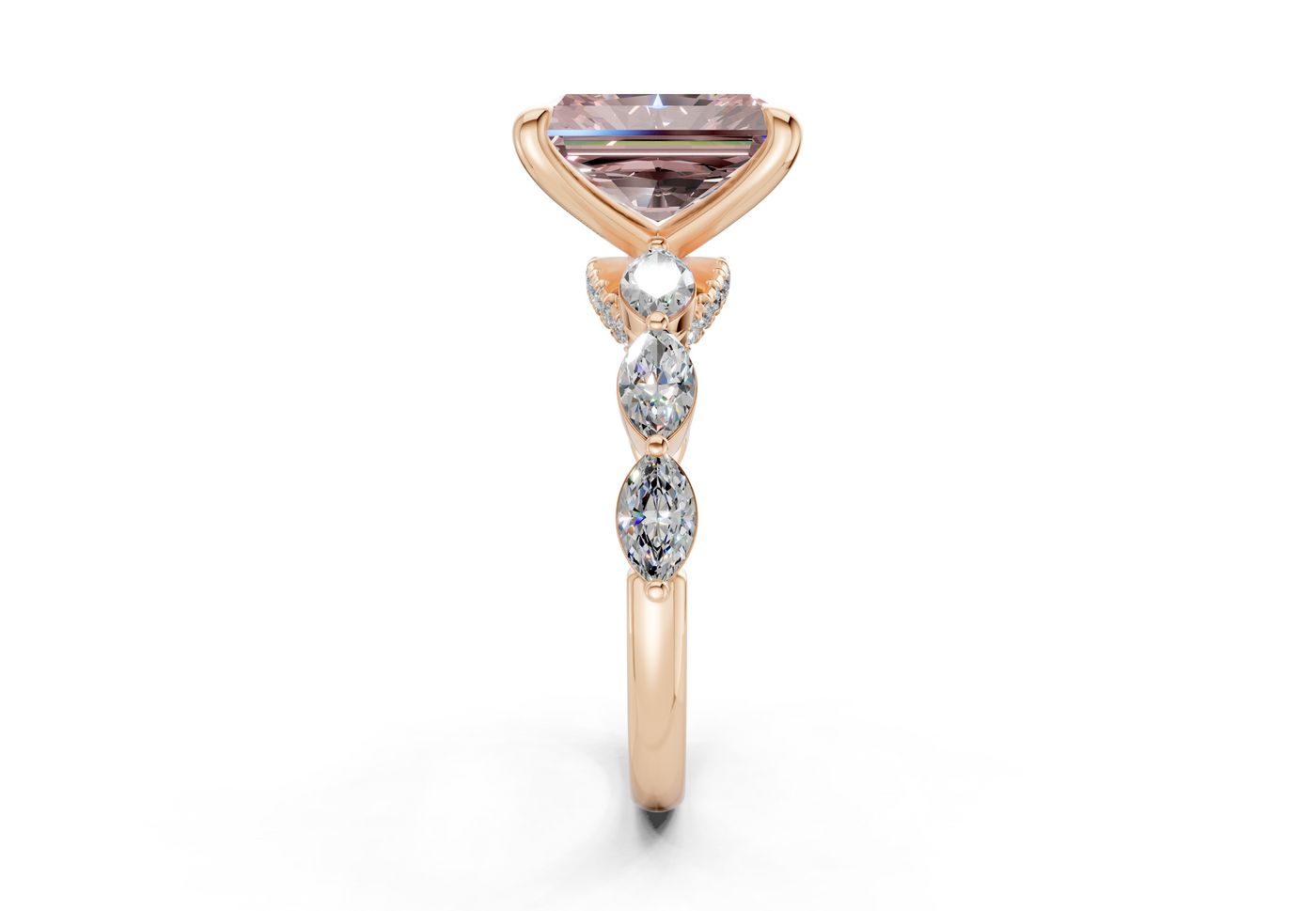 Liana Pink Diamond Accent Radiant Cut 2mm Engagement Ring