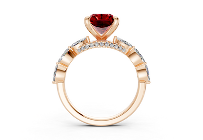 Liana Ruby Gemstone Accent Radiant Cut 2mm Engagement Ring