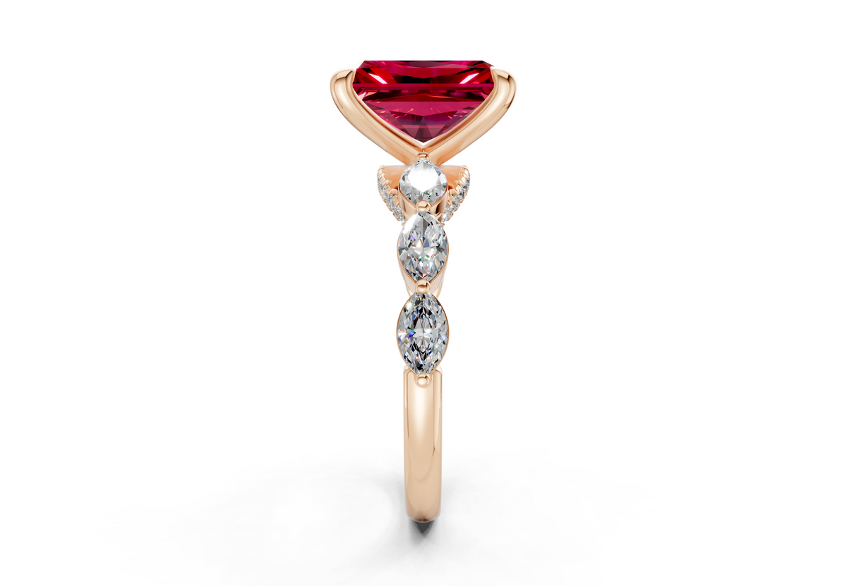 Liana Ruby Gemstone Accent Radiant Cut 2mm Engagement Ring