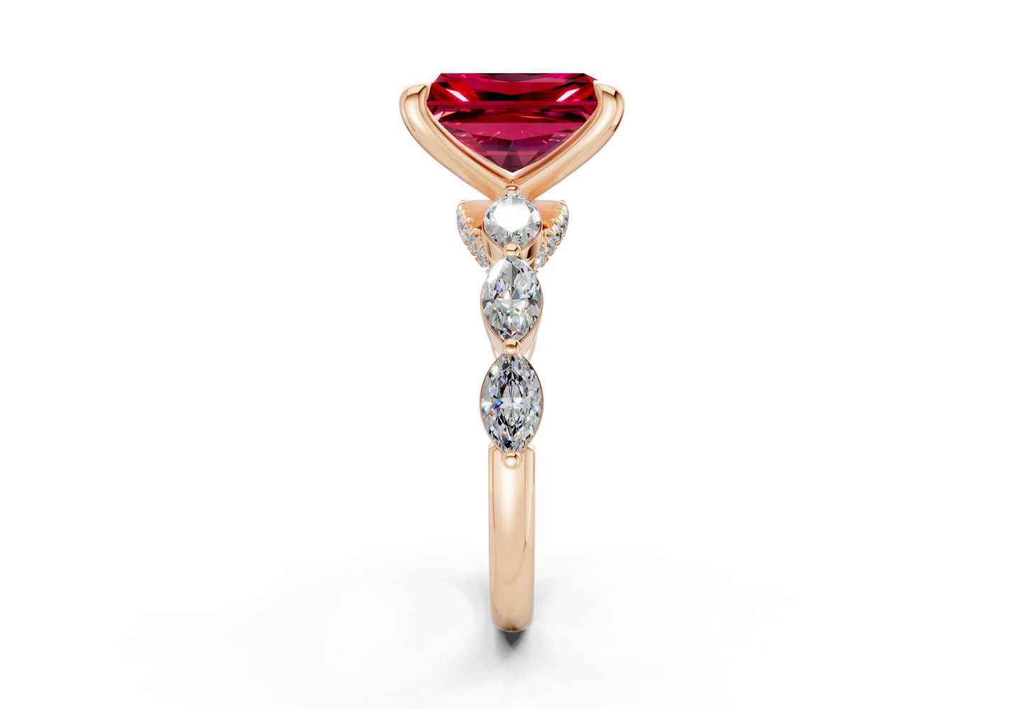 Liana Ruby Gemstone Accent Radiant Cut 2mm Engagement Ring