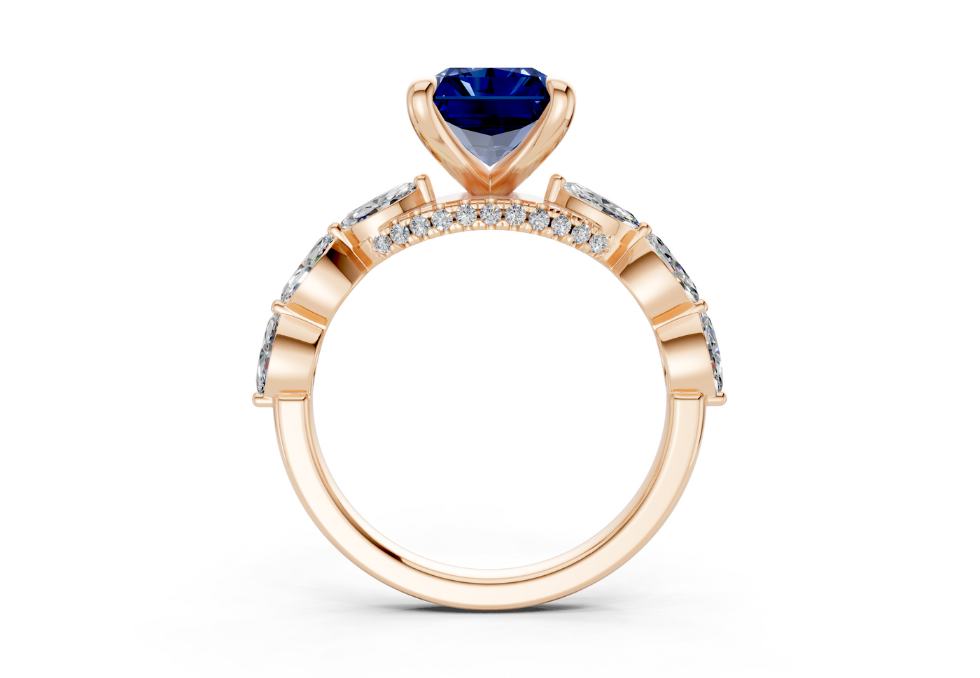 Liana Sapphire Gemstone Accent Radiant Cut 2mm Engagement Ring