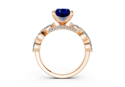 Liana Sapphire Gemstone Accent Radiant Cut 2mm Engagement Ring