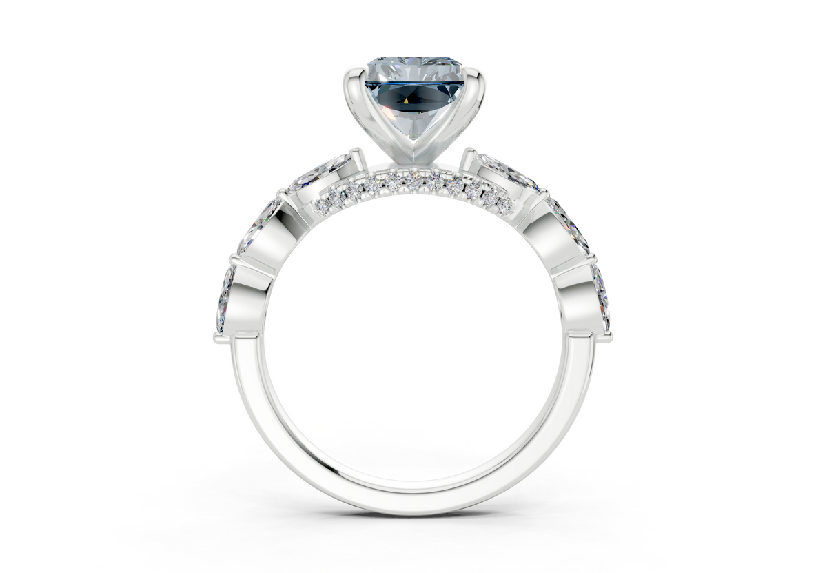 Liana Blue Diamond Accent Radiant Cut 2mm Engagement Ring