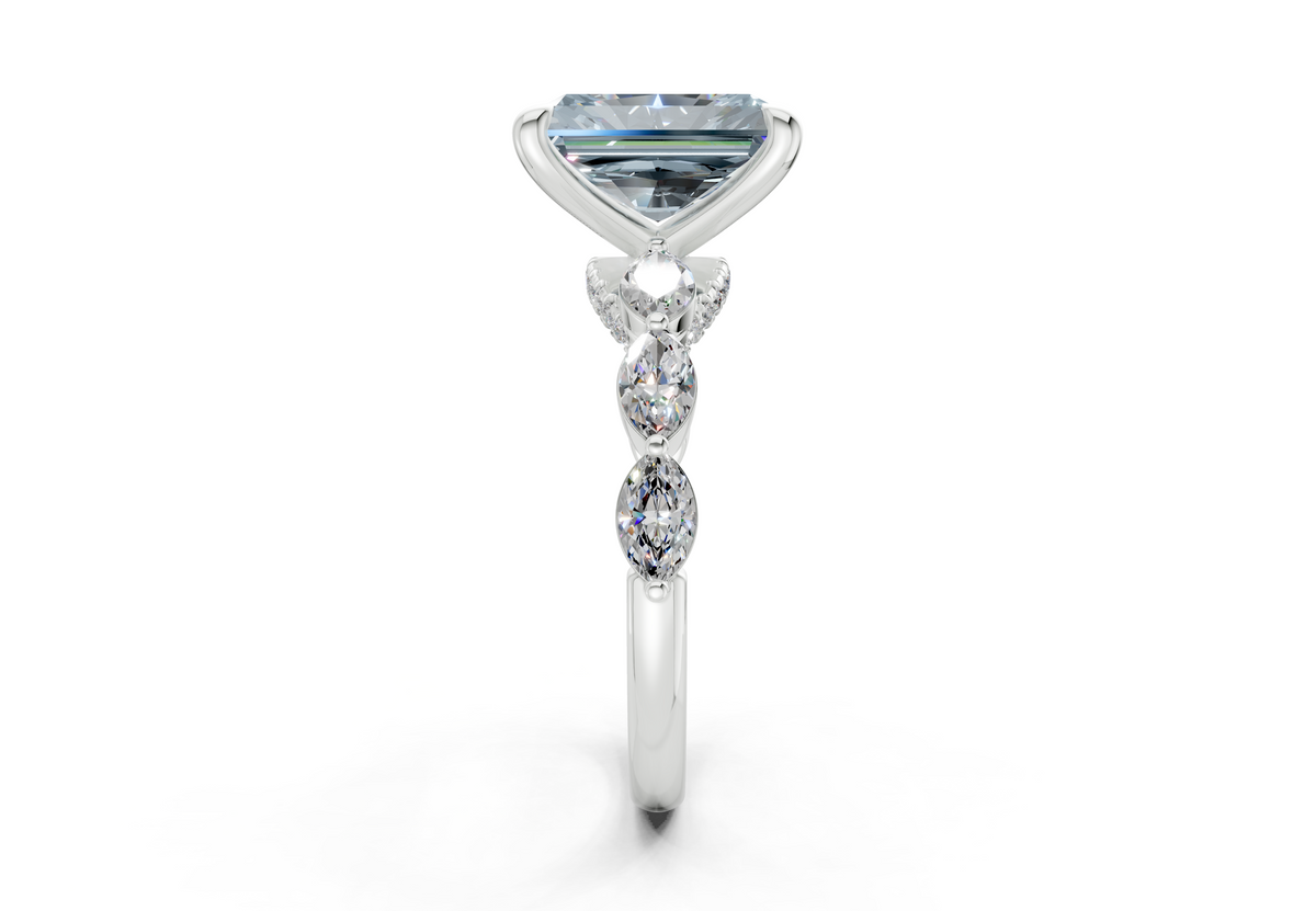 Liana Blue Diamond Accent Radiant Cut 2mm Engagement Ring