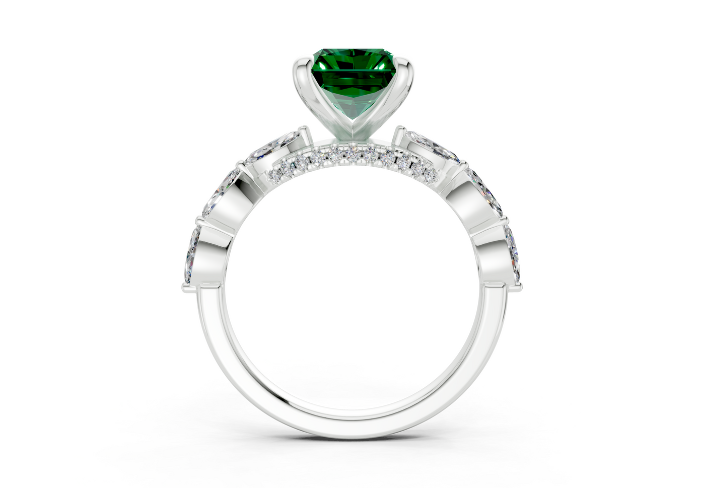 Liana Emerald Gemstone Accent Radiant Cut 2mm Engagement Ring