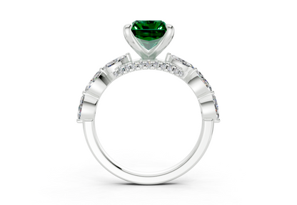 Liana Emerald Gemstone Accent Radiant Cut 2mm Engagement Ring