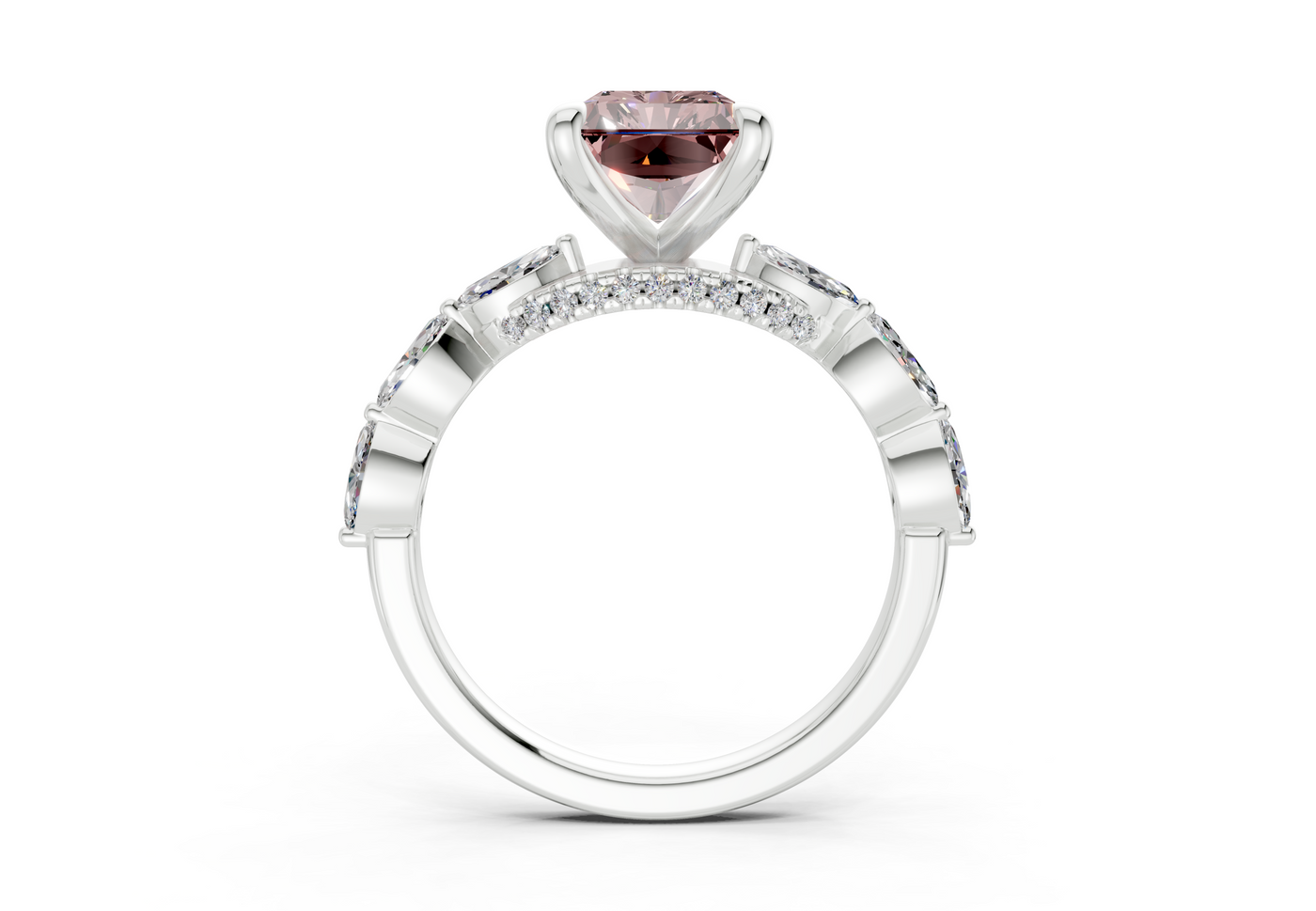 Liana Pink Diamond Accent Radiant Cut 2mm Engagement Ring