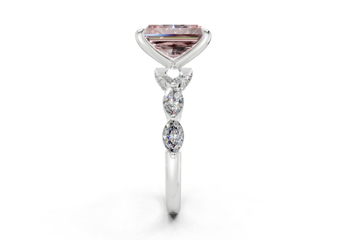 Liana Pink Diamond Accent Radiant Cut 2mm Engagement Ring