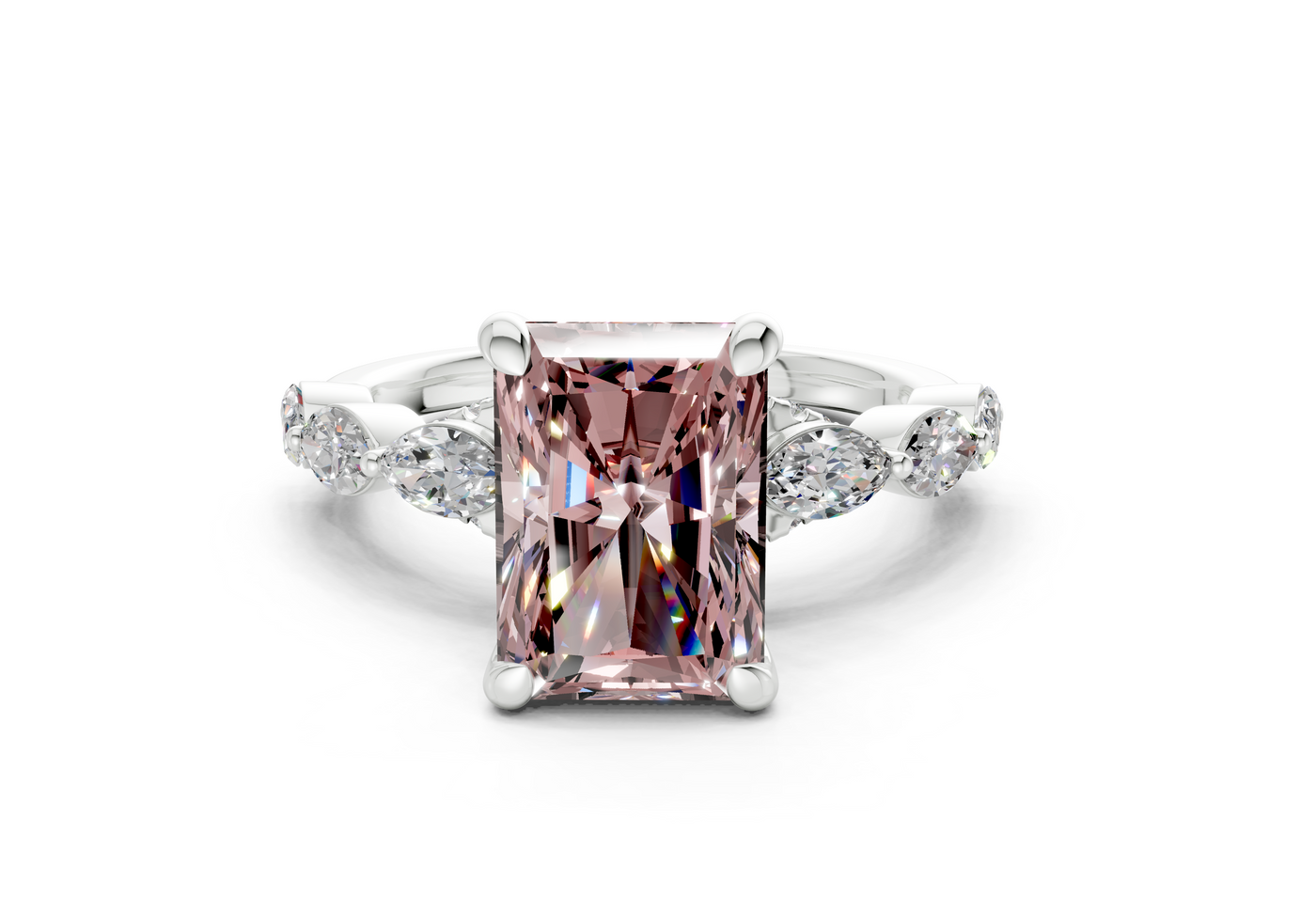 Liana Pink Diamond Accent Radiant Cut 2mm Engagement Ring