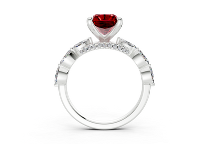 Liana Ruby Gemstone Accent Radiant Cut 2mm Engagement Ring