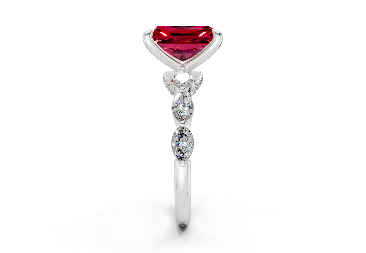 Liana Ruby Gemstone Accent Radiant Cut 2mm Engagement Ring