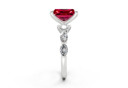 Liana Ruby Gemstone Accent Radiant Cut 2mm Engagement Ring