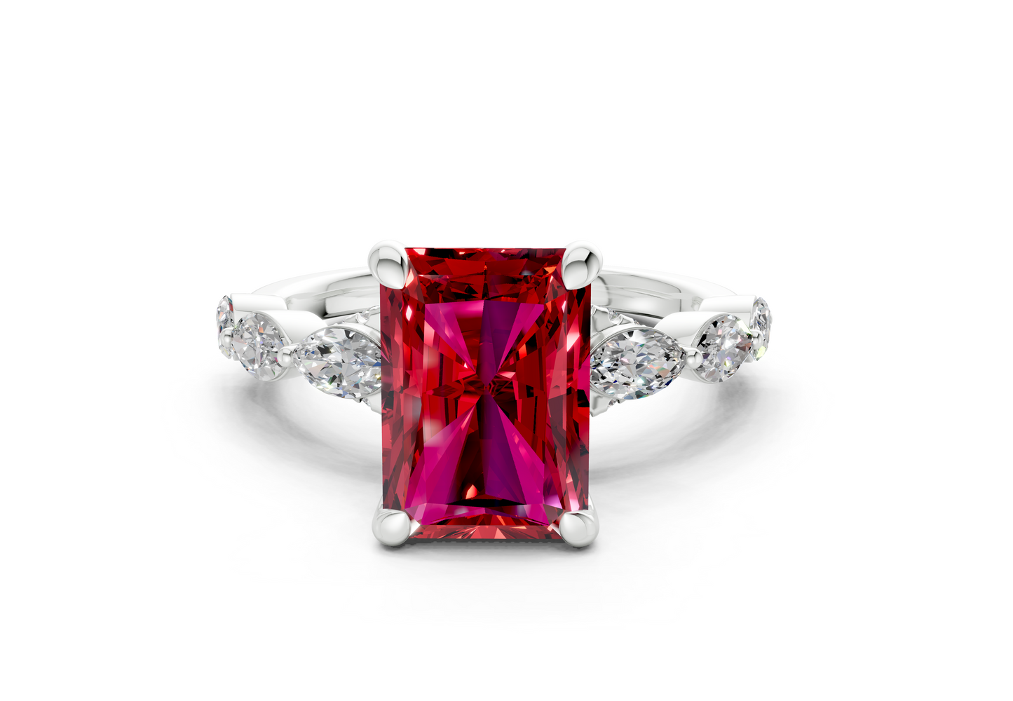 Liana Ruby Gemstone Accent Radiant Cut 2mm Engagement Ring