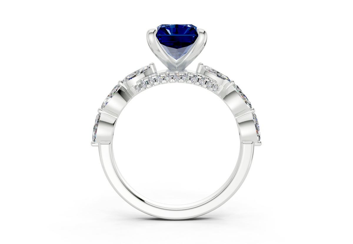 Liana Sapphire Gemstone Accent Radiant Cut 2mm Engagement Ring