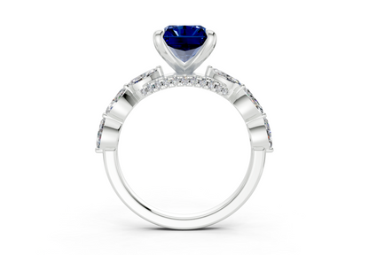 Liana Sapphire Gemstone Accent Radiant Cut 2mm Engagement Ring