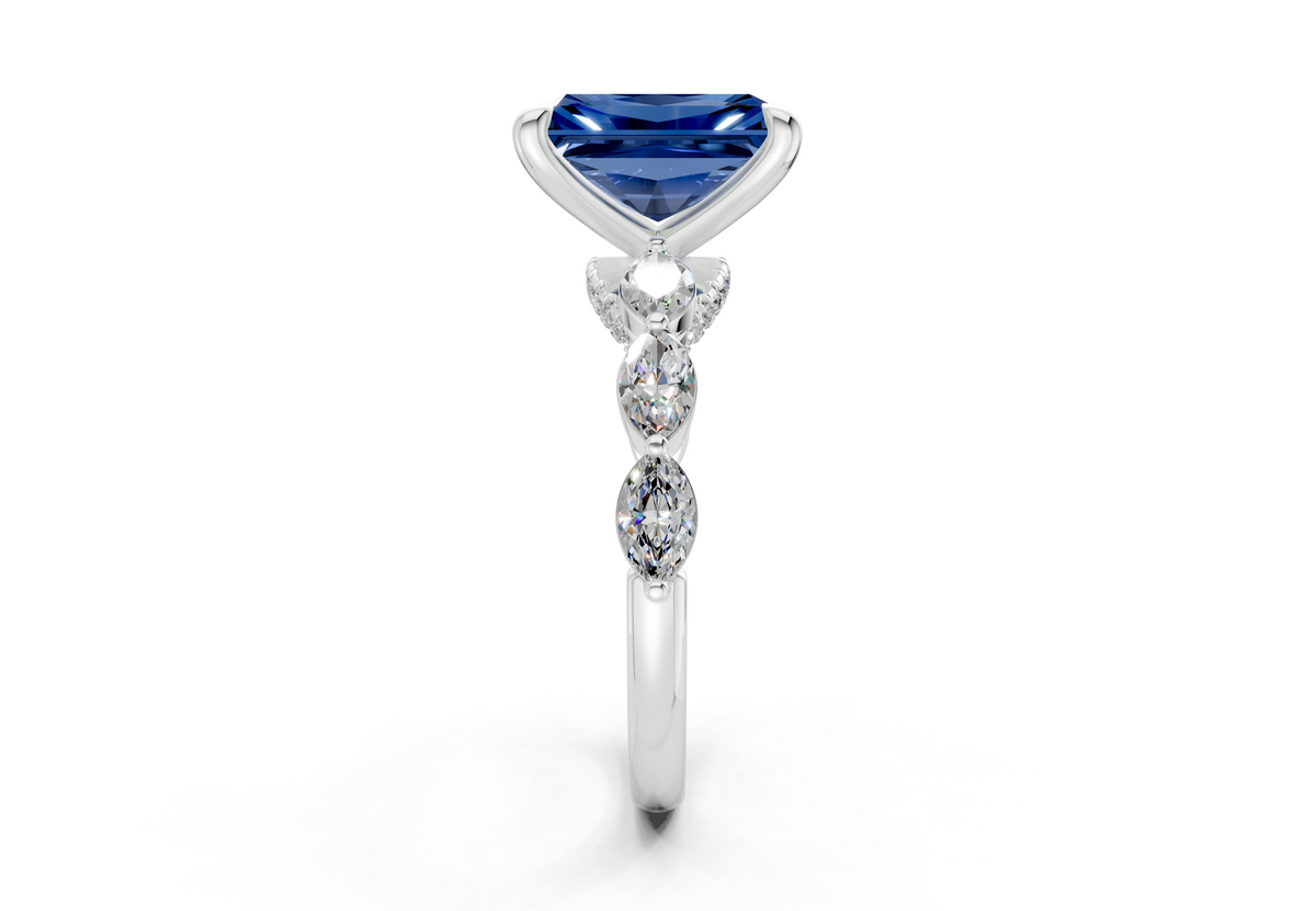 Liana Sapphire Gemstone Accent Radiant Cut 2mm Engagement Ring
