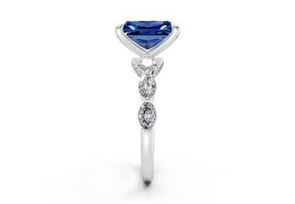 Liana Sapphire Gemstone Accent Radiant Cut 2mm Engagement Ring