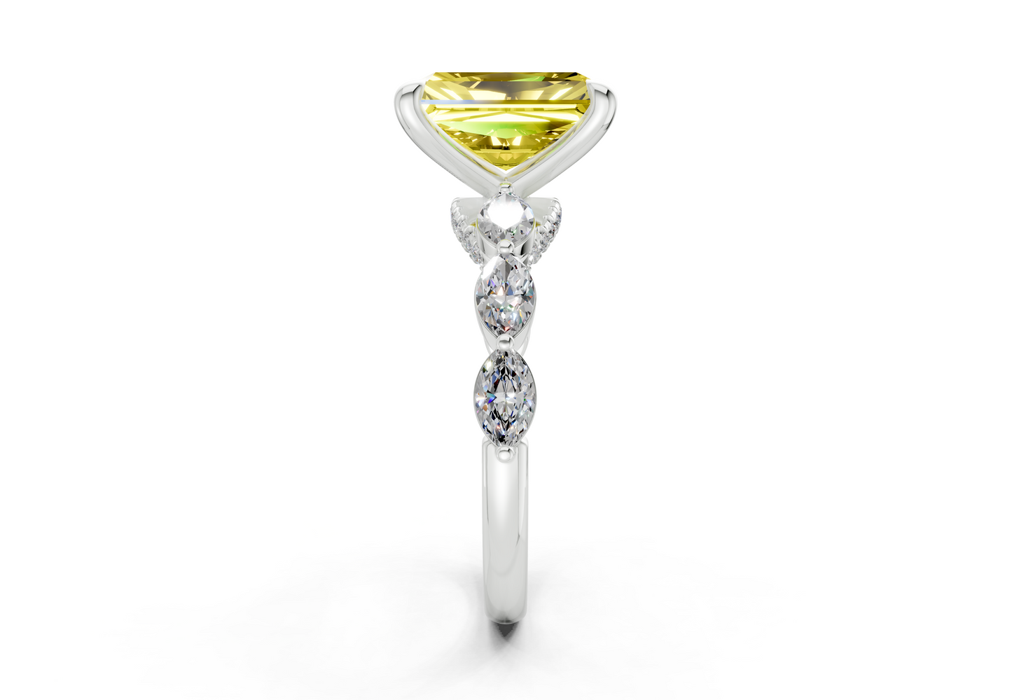 Liana Yellow Diamond Accent Radiant Cut 2mm Engagement Ring