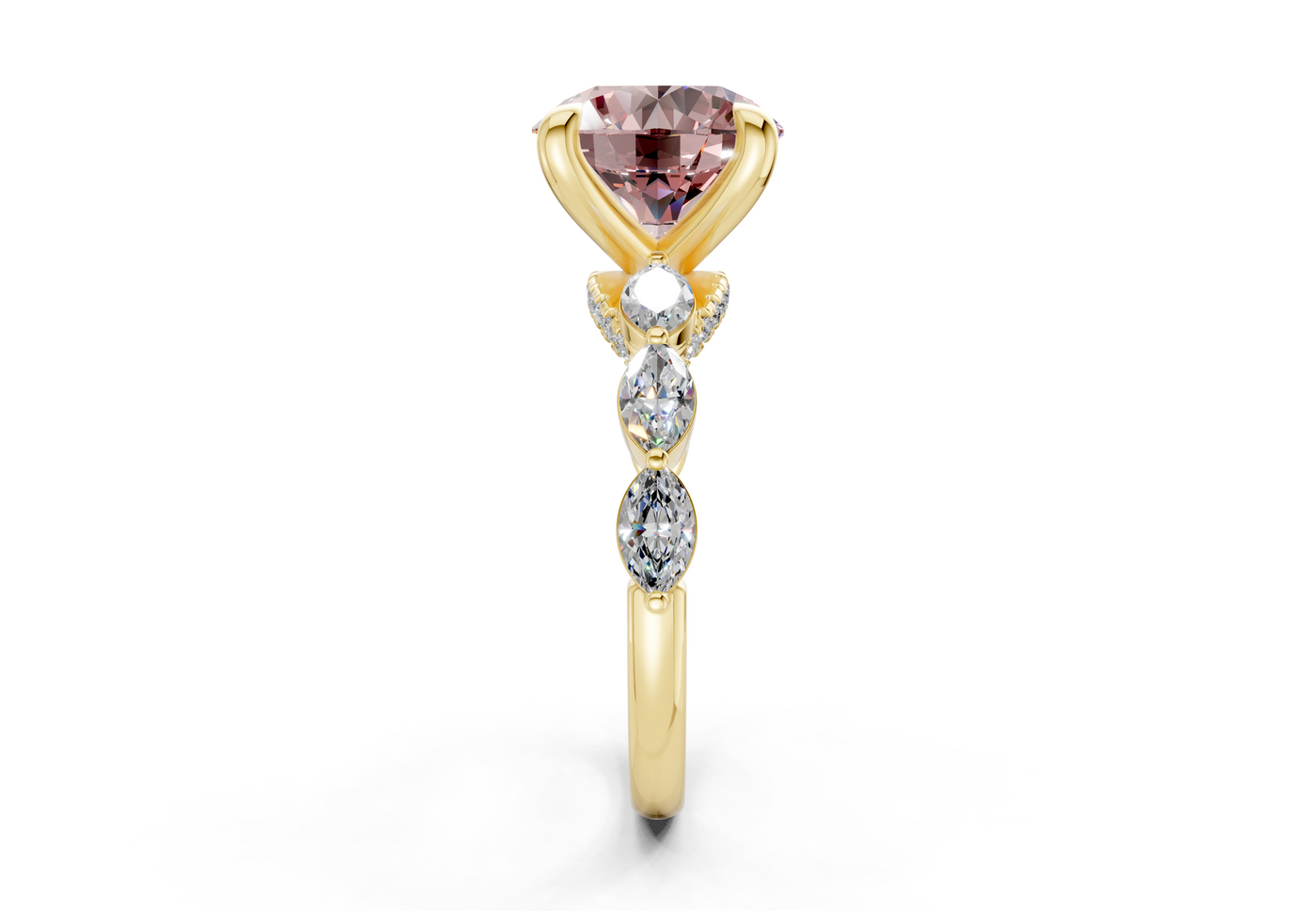 Liana Pink Diamond Accent Round Cut 2mm Engagement Ring