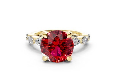 Liana Ruby Gemstone Accent Round Cut 2mm Engagement Ring