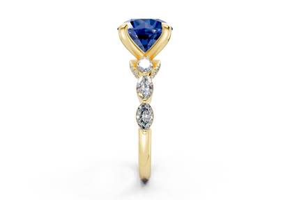 Liana Sapphire Gemstone Accent Round Cut 2mm Engagement Ring
