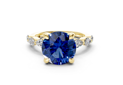 Liana Sapphire Gemstone Accent Round Cut 2mm Engagement Ring
