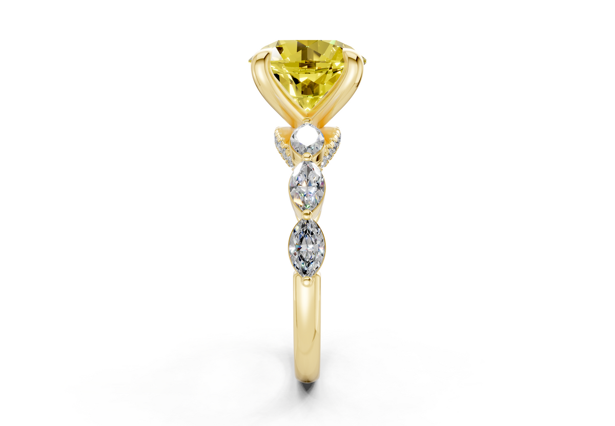 Liana Yellow Diamond Accent Round Cut 2mm Engagement Ring