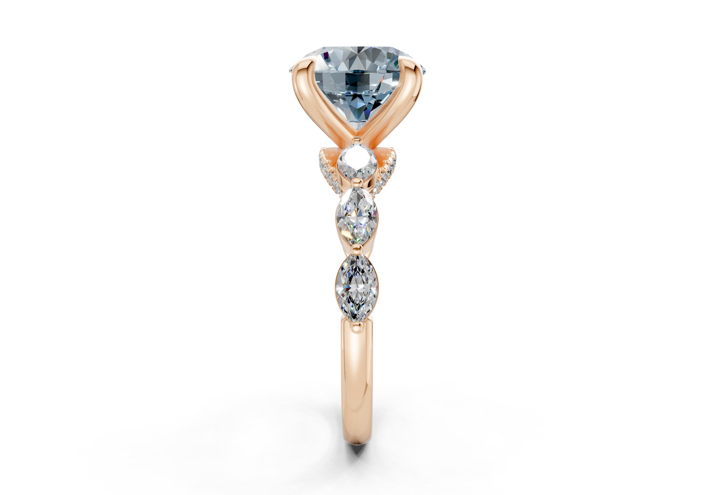 Liana Blue Diamond Accent Round Cut 2mm Engagement Ring