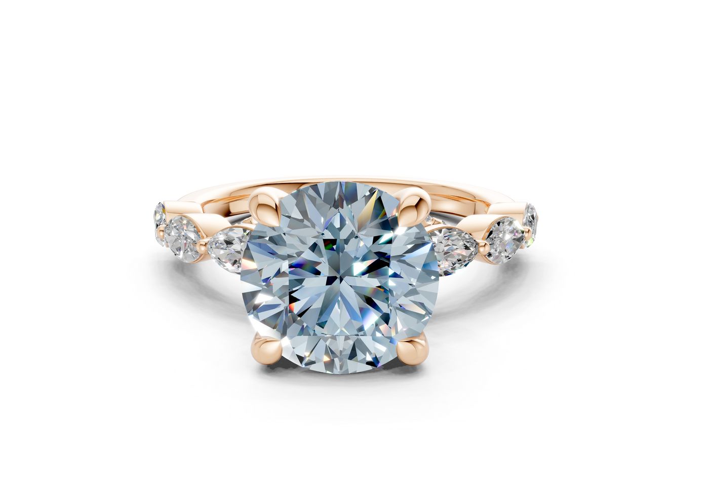 Liana Blue Diamond Accent Round Cut 2mm Engagement Ring