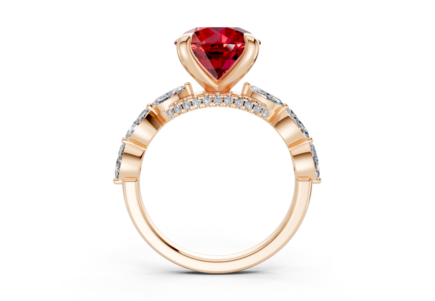 Liana Ruby Gemstone Accent Round Cut 2mm Engagement Ring