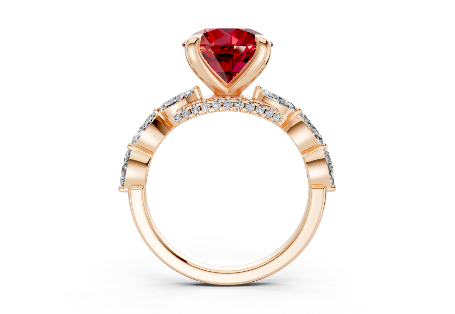 Liana Ruby Gemstone Accent Round Cut 2mm Engagement Ring