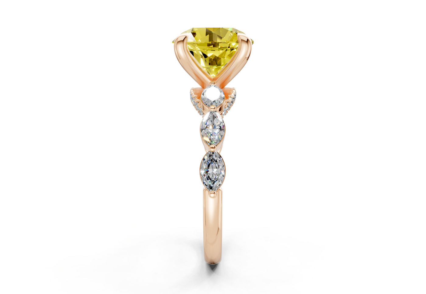 Liana Yellow Diamond Accent Round Cut 2mm Engagement Ring